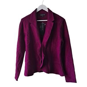 Jones New York Collection Plum Wool Long Sleeve Peplum Wrap Cardigan - Size M